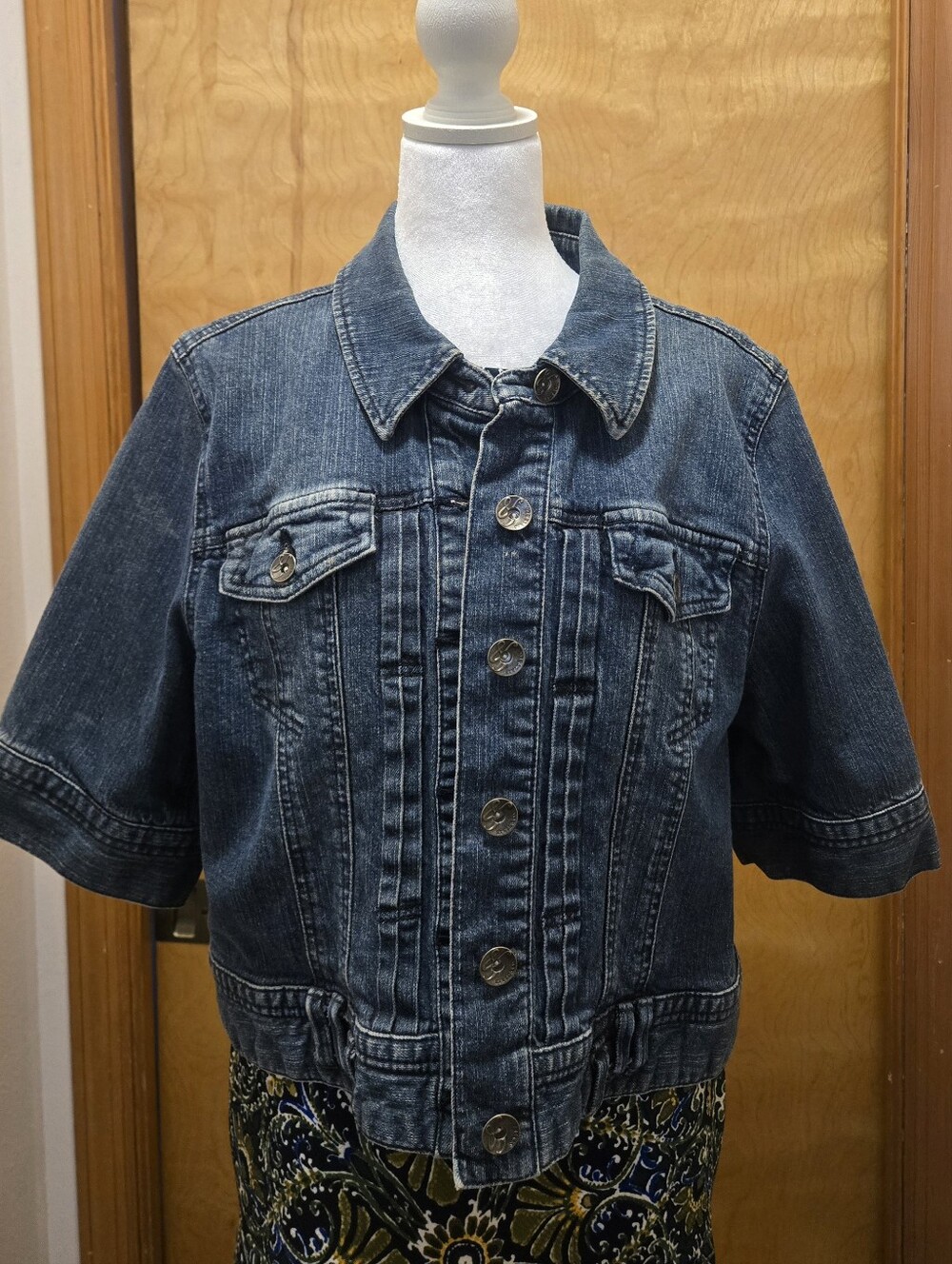 Size XL Style & Co. 1/2-Sleeve Jean Jacket in Dark Blue
